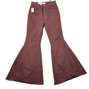 Shyanne Women’s High-Rise Flare Jeans Stretch Burgundy W30 L32 Cotton Blend
